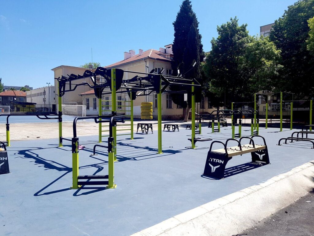 Outdoor sport station at a school in Varna, Bulgaria